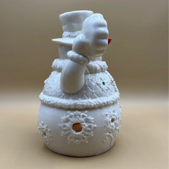 Living Home Christmas Porcelain Snowman Tealight Holder - Picture 2 of 12